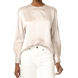 Vince Slit-Back Silk Blouse - Size Medium